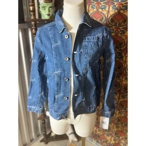 Jordan Flight Denim Jacket Boys Size M (10-12) Blue Grey Flight Logo New